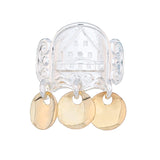 Ring Bergen med løv, kvit/forgylt – 2 cm