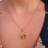 Verdenskart i Forgylt Sølv, Halssmykke - Pan Jewelry