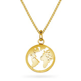 Verdenskart i Forgylt Sølv, Halssmykke - Pan Jewelry