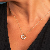 Hjertesmykke i forgylt sølv (925) med Zirkonia - Pan Jewelry