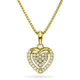 Hjertesmykke i forgylt sølv (925) med Zirkonia - Pan Jewelry