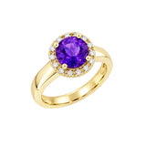 Diamantring i gult gull 0,15 ct TW/SI diamanter med ametyst – Diamanthuset