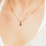 Diana Diamantanheng I Gult Gull med Ametyst og 0.08ct TW/SI Diamanter