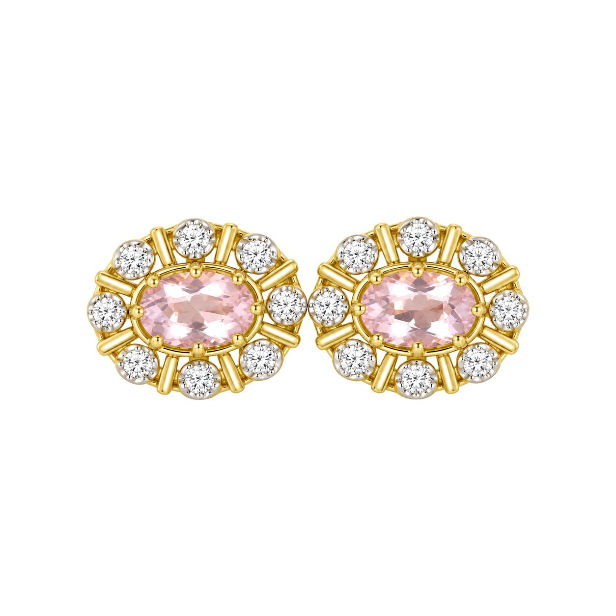 Diana Diamantørepynt i 14kt Gult Gull (585) med Rosekvarts og 0,16 ct TW/SI Diamanter – Diamanthuset
