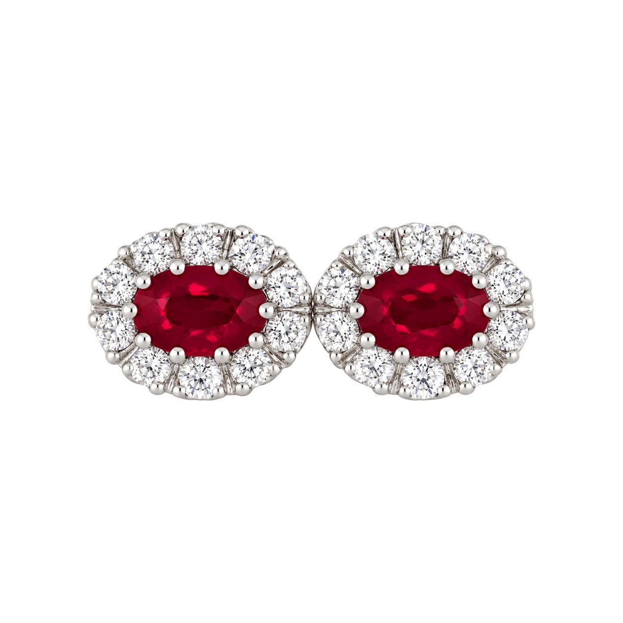 Diana Diamantørepynt i 14kt Hvitt Gull (585), 1,30 ct Rubin og 0,50 ct TW/SI Diamanter – Diamanthuset