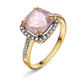 Bloom Diamantring i Gult Gull - 0.20ct tw/si Diamanter - 2.40ct Rosekvarts  - 14kt Gull (585)