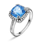 Bloom Diamantring i Hvitt Gull - 0.20ct tw/si Diamanter - 2.40ct Blå Topas  - 14kt Gull (585)