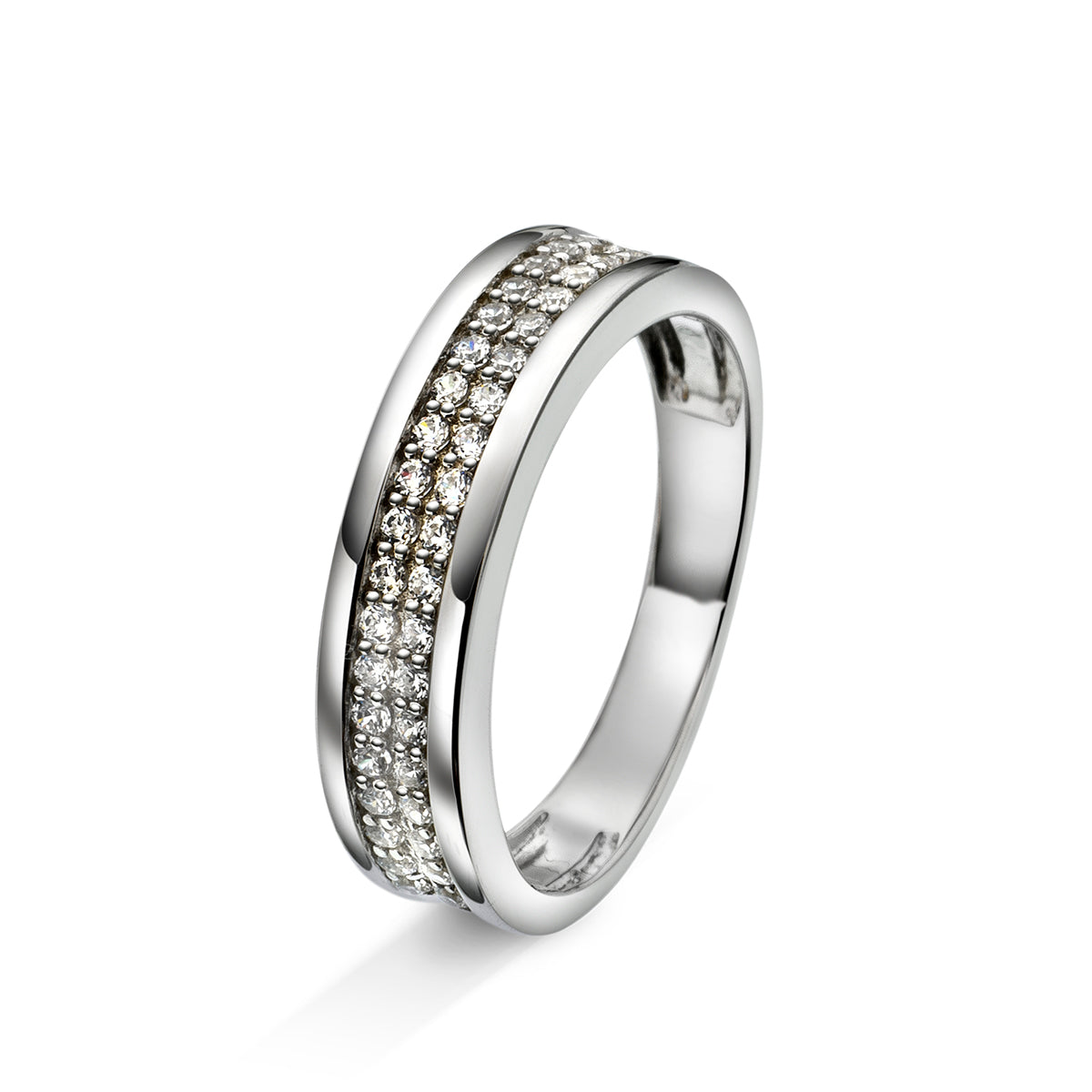 Amore giftering ring i gult/hvitt gull, 2 rekker, 0.35ct tw/si diamanter