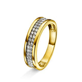Amore giftering ring i gult/hvitt gull, 2 rekker, 0.35ct tw/si diamanter