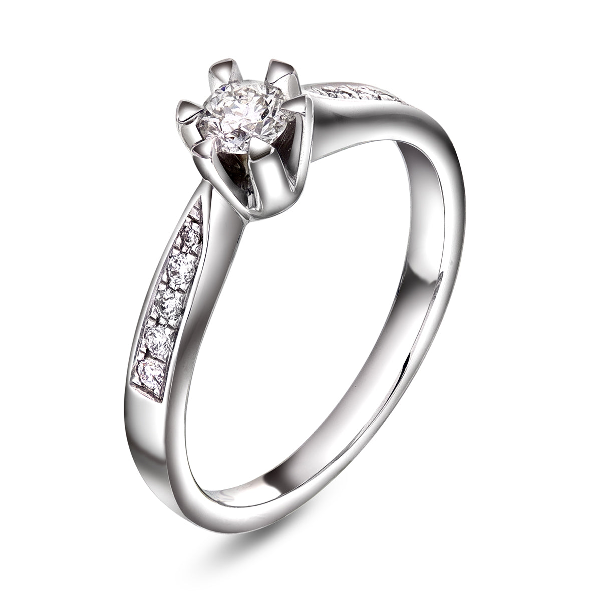 Diamantring i Gult/Hvitt Gull, 0.45ct TW/SI Diamanter