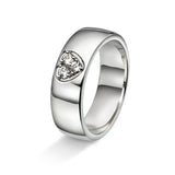 Ring i gult/hvitt gull med diamanthjerte, 0.15CT, 6mm