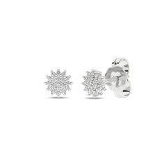 Diamantøredobber rosett i Hvitt/Gult Gull, 0.12ct TW Si