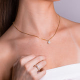 Halssmykke i Hvitt/Gult Gull (585) med 0.10ct TW/SI Diamanter