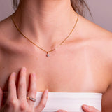 Halssmykke i Gult/Hvitt Gull (585) med 0.10ct TW/SI Diamanter