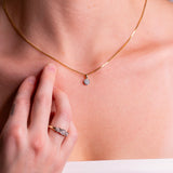 Halssmykke i Gult/Hvitt Gull (585) med 0.10ct TW/SI Diamanter