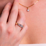 Diamantring i Gult/Hvitt Gull (585) med 0.12ct TW/SI Diamanter