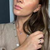 Diana Diamantanheng i Hvitt Gull med Rubin og 0.25ct TW/SI Diamanter