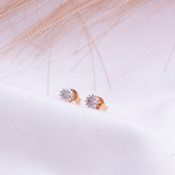 Diamantøredobber rosett i Hvitt/Gult Gull, 0.12ct TW Si