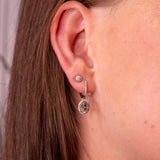 Diamantøredobber rosett i Hvitt/Gult Gull, 0.12ct TW Si