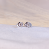 Diamantøredobber rosett i Hvitt/Gult Gull, 0.12ct TW Si