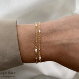 Aqua Dulce - Rice Dot Double Bracelet - Forgylt Sølv (925)