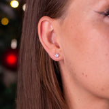 Gullørepynt i 14kt Hvitt Gull (585) - Kubisk Zirkonia