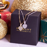 Hjerteanheng i 14kt Gult/Hvitt gull (585), med Zirkonia