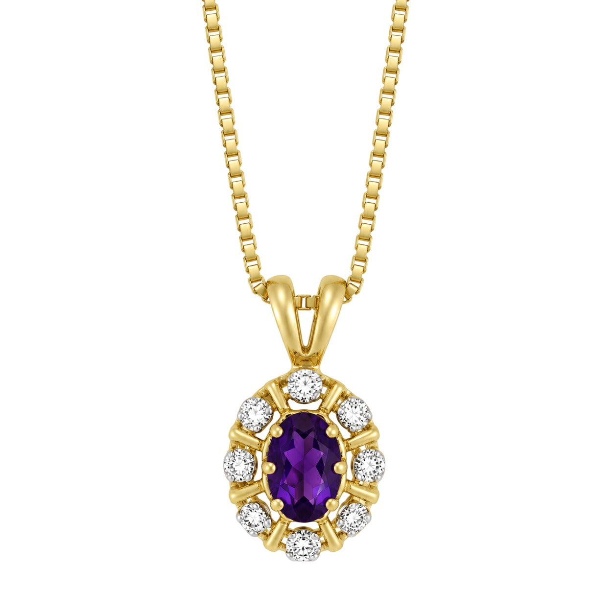 Diana Diamantanheng I Gult Gull med Ametyst og 0,08 ct TW/SI Diamanter – Diamanthuset