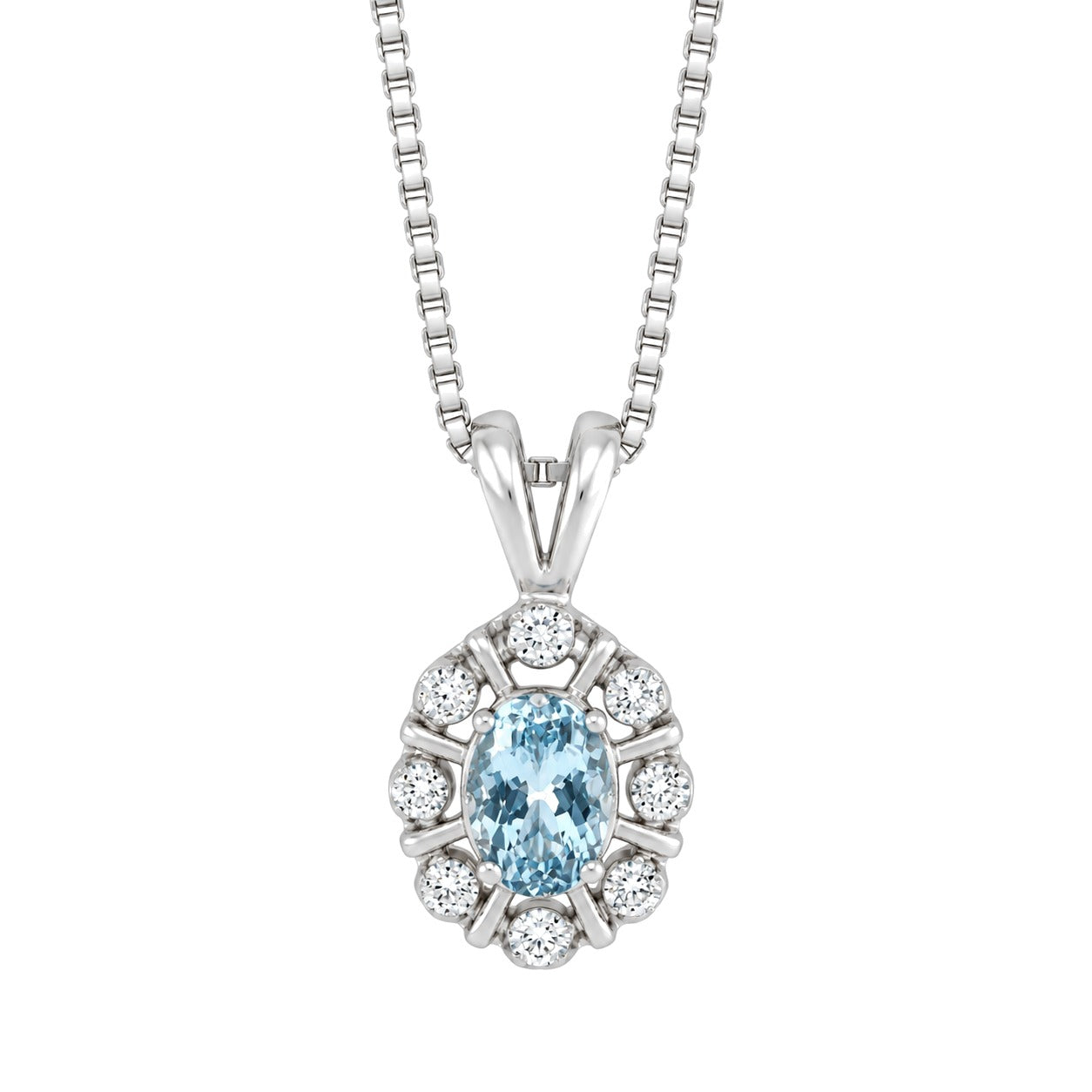 Diana Diamantanheng I Hvitt Gull med Aquamarine og 0,08 ct TW/SI Diamanter – Diamanthuset
