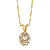 Diana Diamantanheng I Gult Gull med Rosekvarts og 0.08ct TW/SI Diamanter