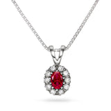 Diana Diamantanheng i Hvitt Gull med Rubin og 0.25ct TW/SI Diamanter