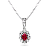 Diana Diamanthalssmykke I Hvitt Gull med Rubin og 0.50ct TW/SI Diamanter