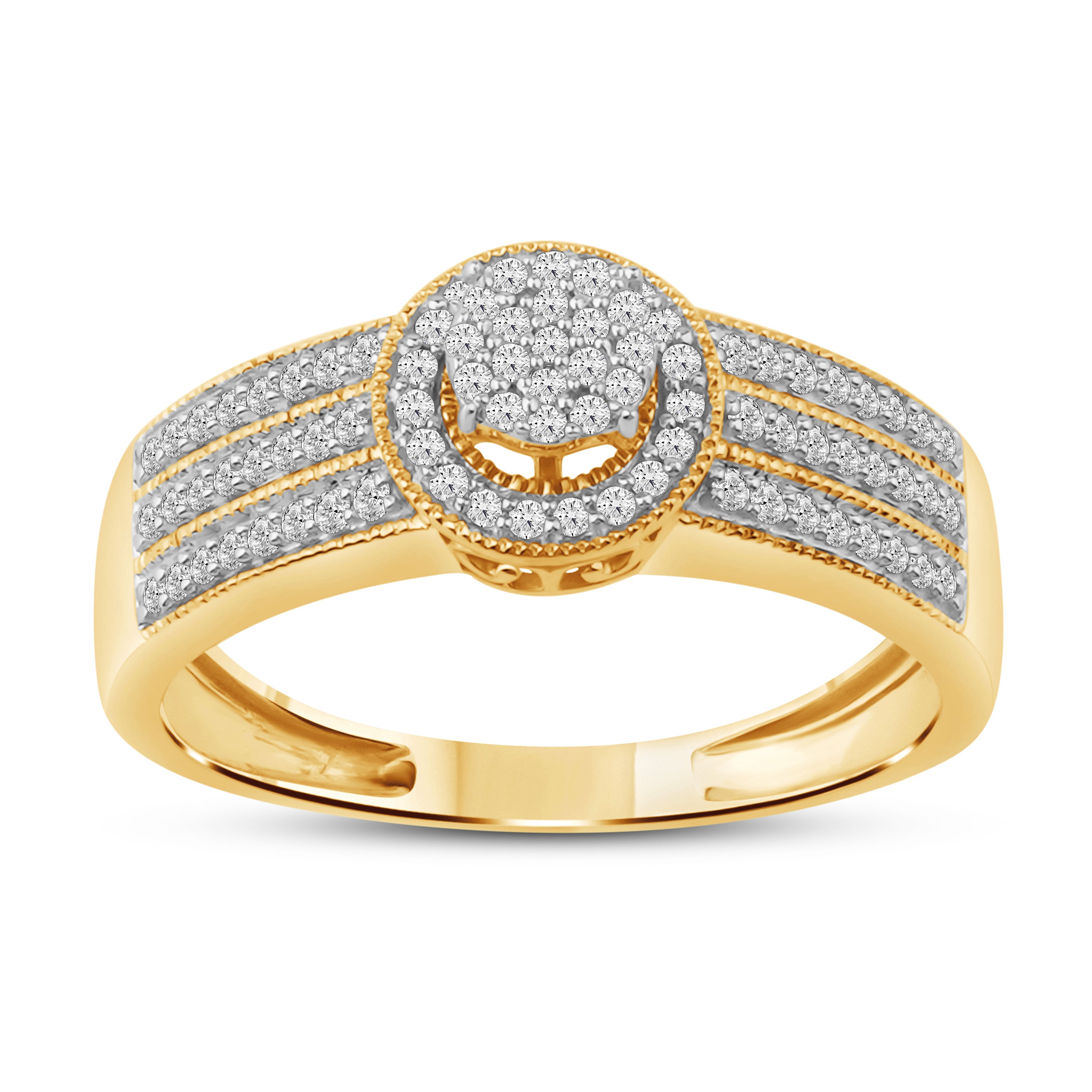 Diamantring i Hvitt/Gult Gull (585) med 0.25ct TW/SI Diamanter