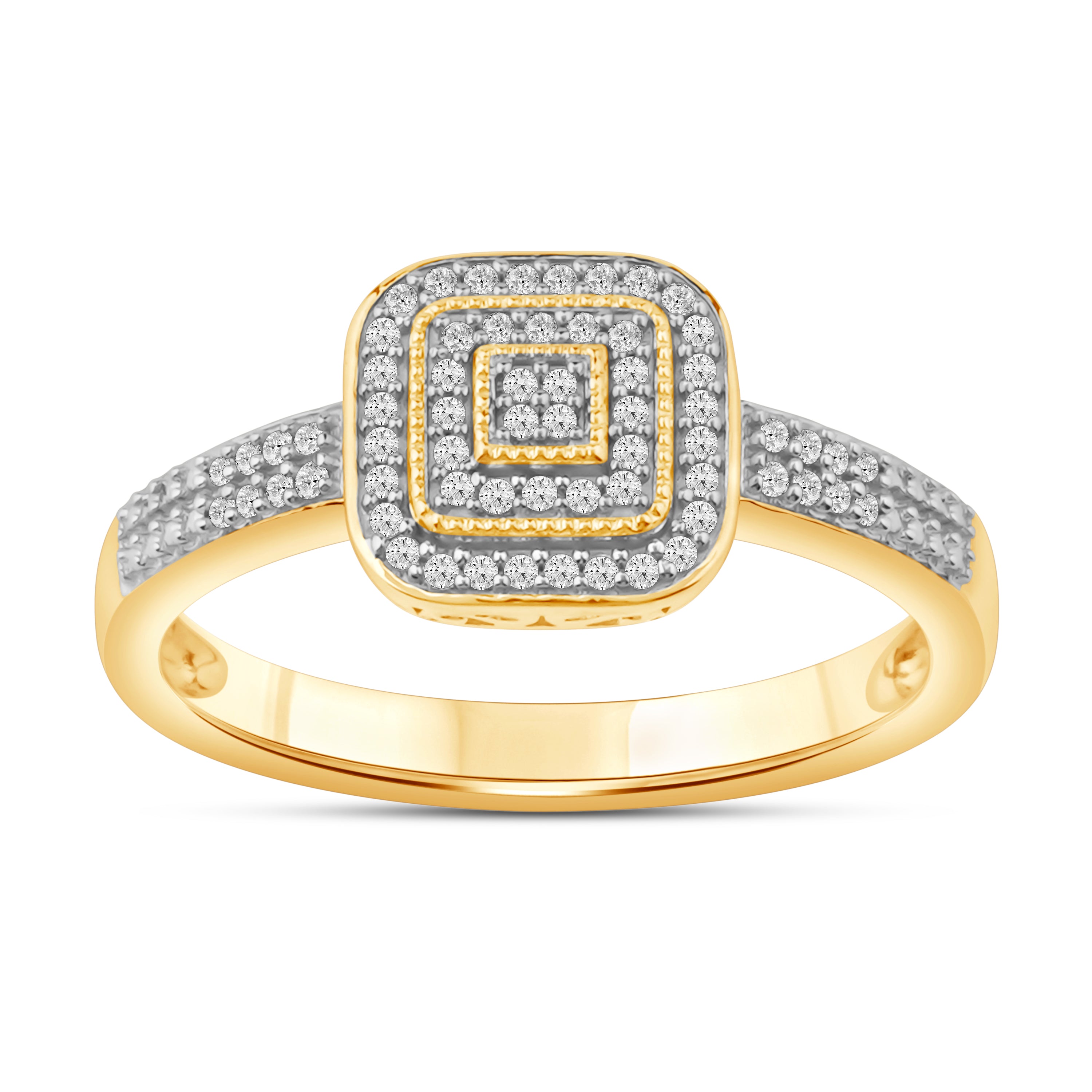 Diamantring i Hvitt/Gult Gull (585) med 0.22ct TW/SI Diamanter