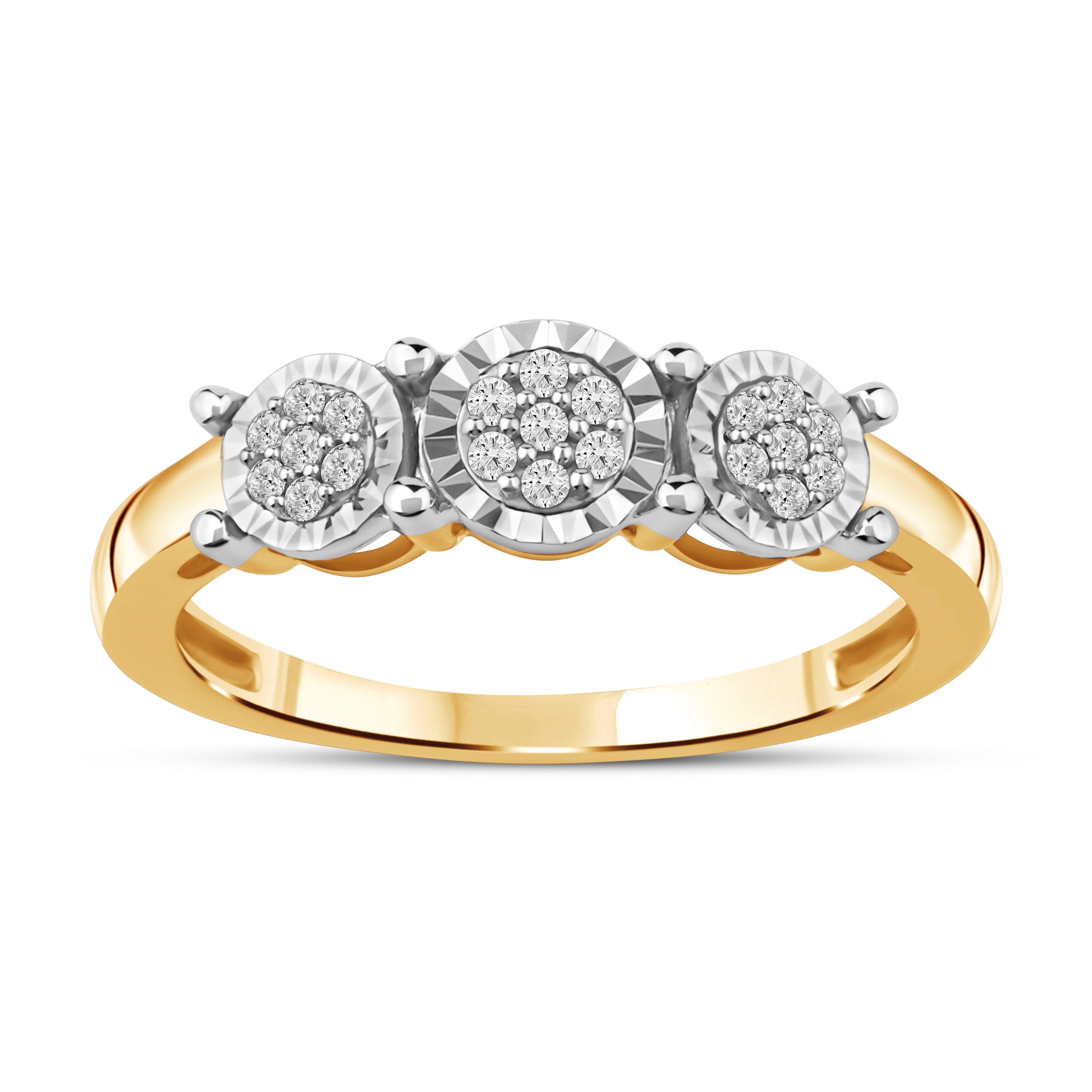 Diamantring i Gult/Hvitt Gull (585) med 0.12ct TW/SI Diamanter