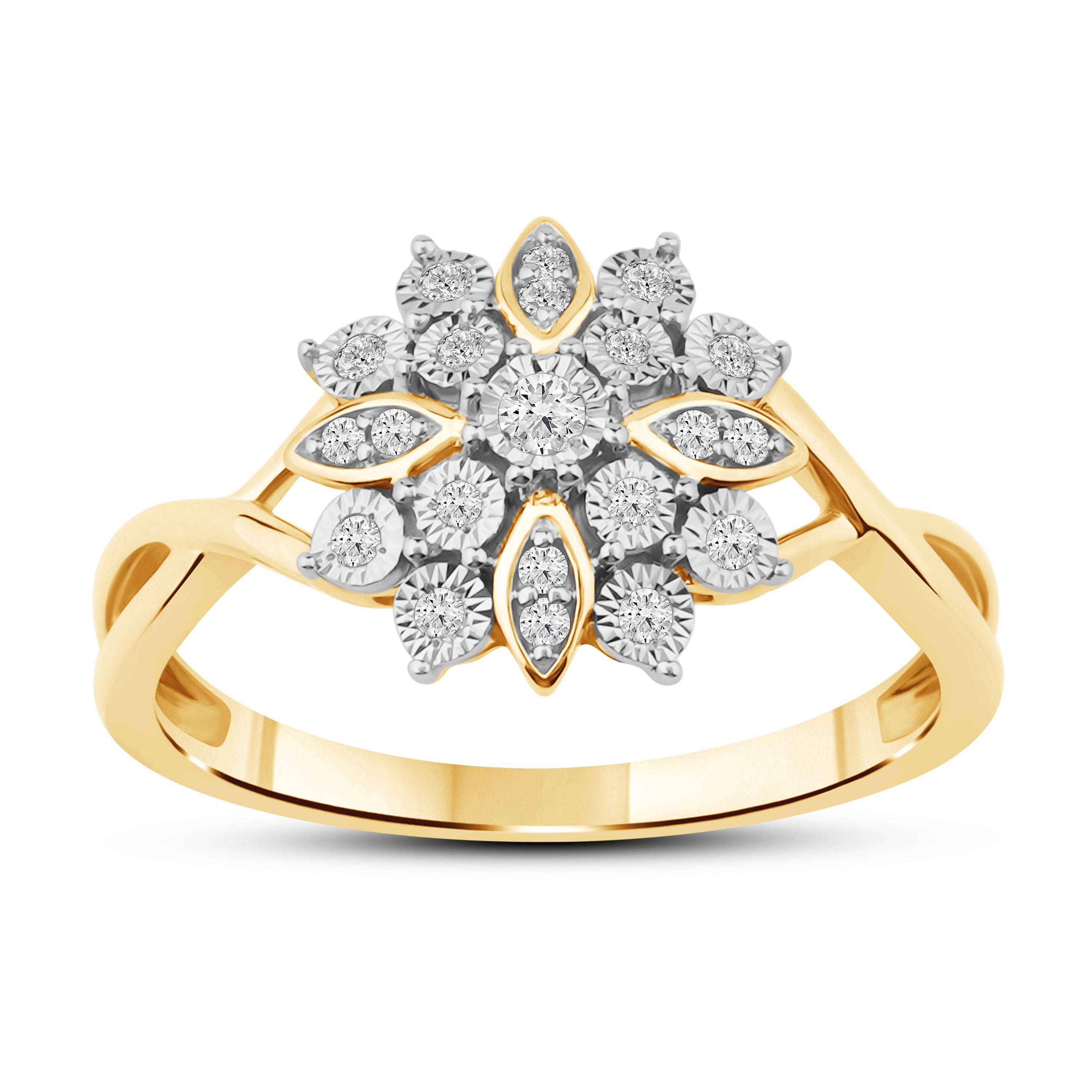 Diamantring i Gult eller Hvitt Gull (585) med 0.16ct TW/SI Diamanter