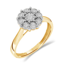 Diamantring i Gult/Hvitt Gull (585) med 0,12 ct TW/SI Diamanter – Diamanthuset