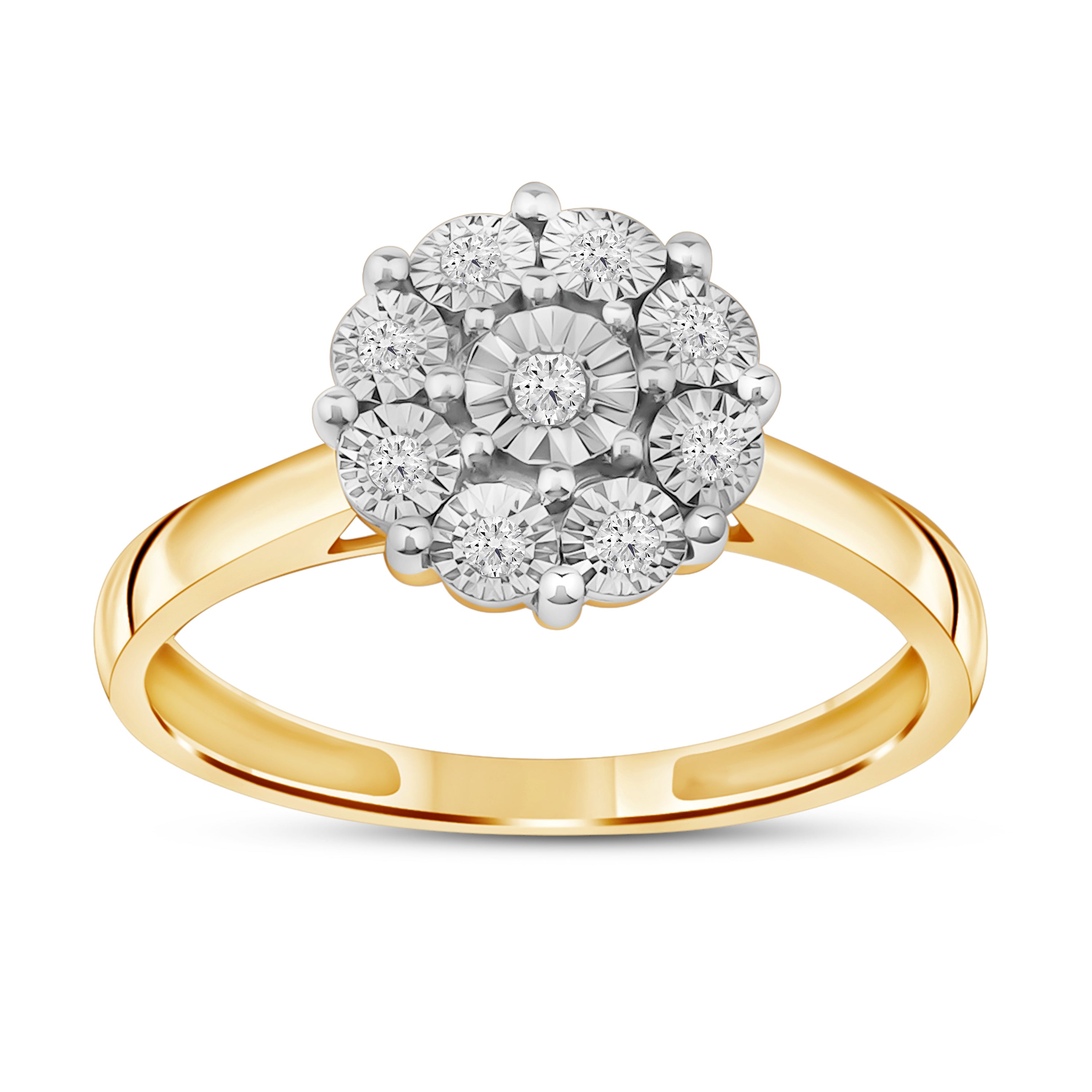 Diamantring i Gult/Hvitt Gull (585) med 0.12ct TW/SI Diamanter