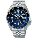 SEIKO 5 GMT - Blå tallskive - vanntett 100M - stål - dato SSK003K1