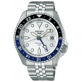 SEIKO 5 GMT - vanntett 100M - stål - dato SSK033K1