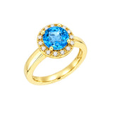 Diamantring i gult gull 0,15 ct TW/SI diamanter med topas – Diamanthuset
