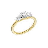 Lab-diamant trestensring 1,00 ct F/VS – 9K gult gull