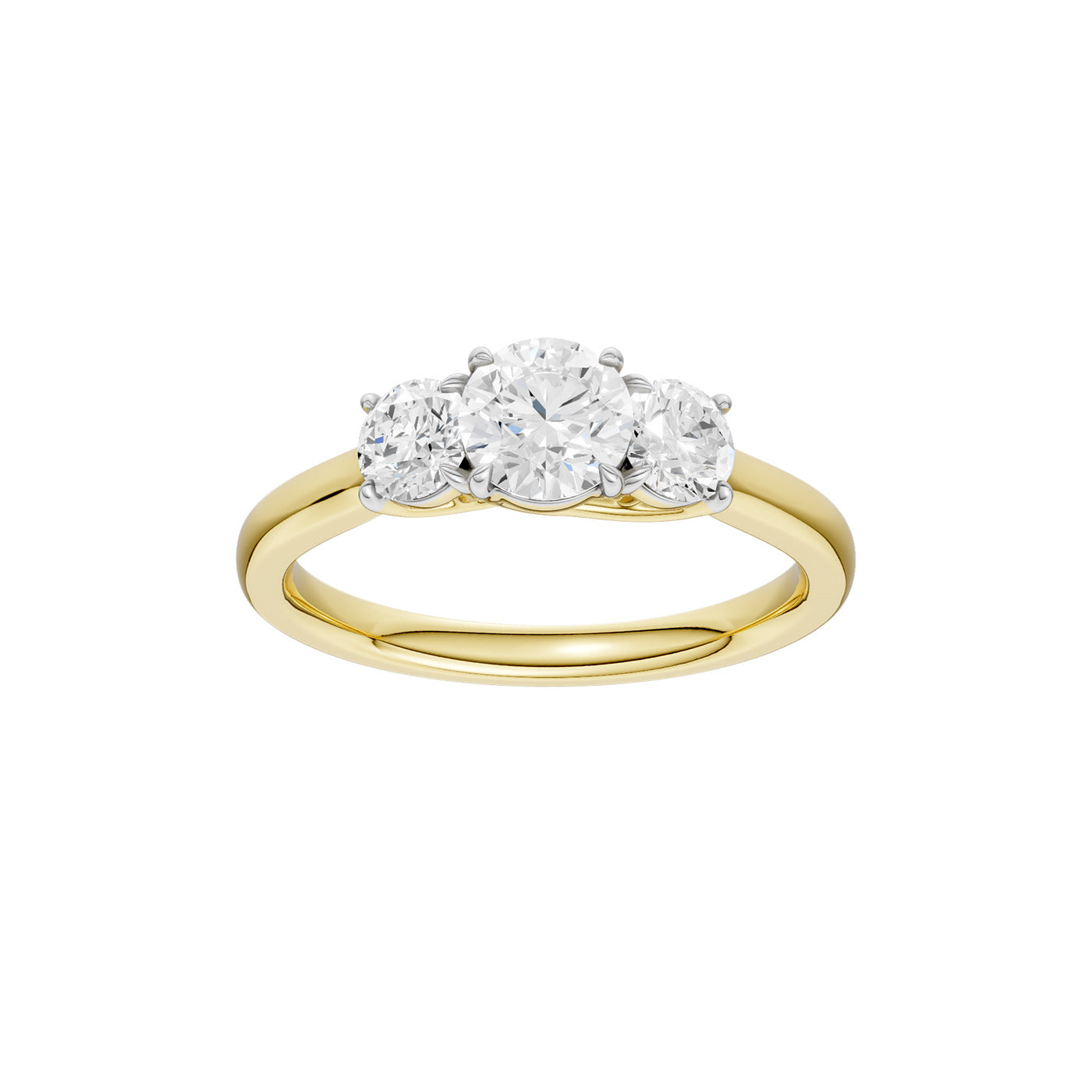 Lab-diamant trestensring 1,00 ct F/VS – 9K gult gull