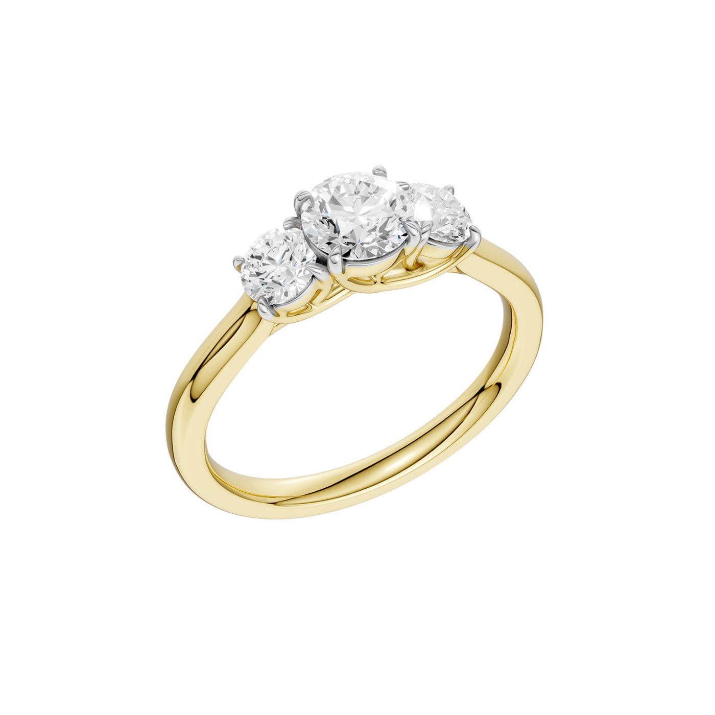 Trestensring 2,00 ct F/VS – 9K gult gull, sett skrått forfra