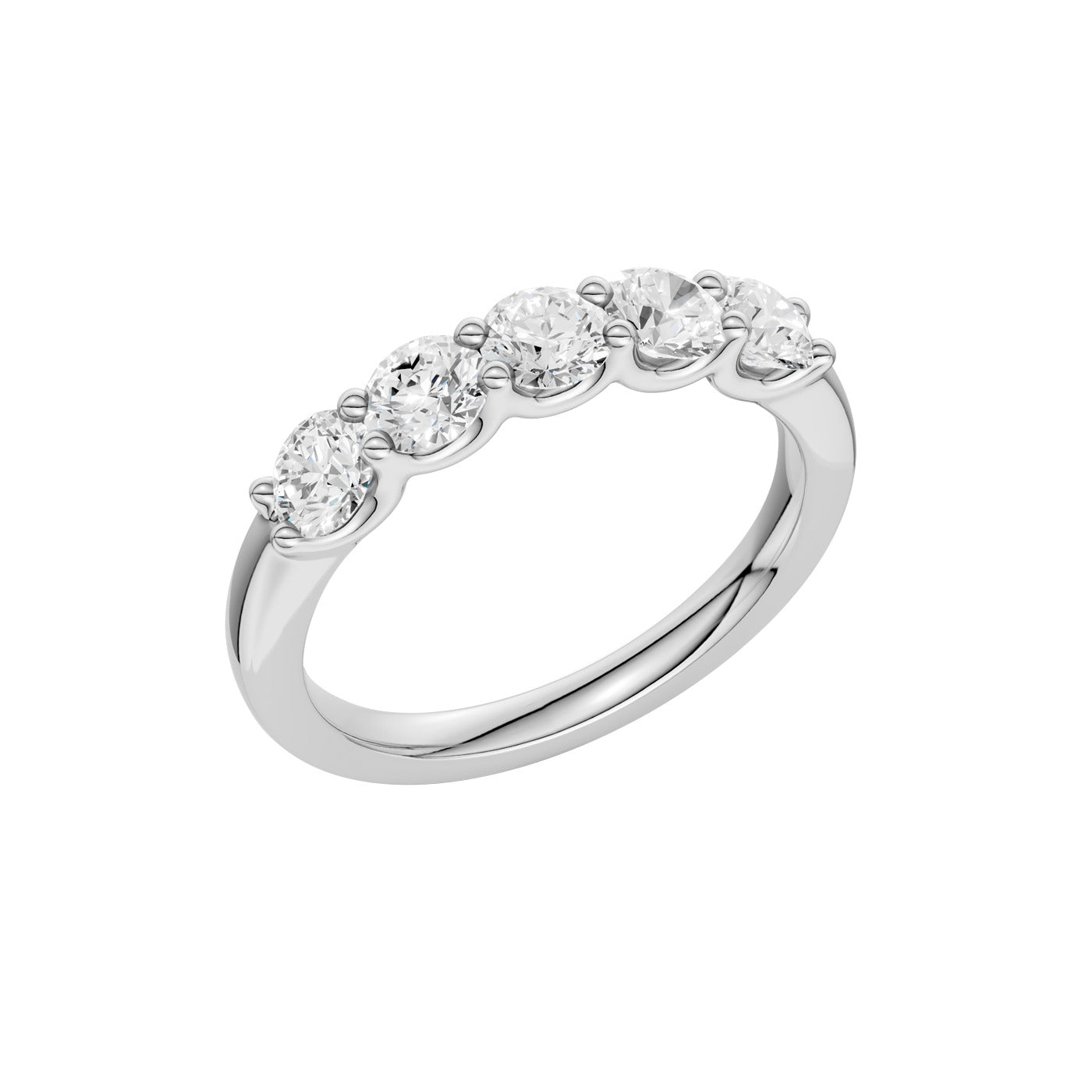Lab-diamant alliansering 5 steiner 1,00 ct F/VS – 9K hvitt gull