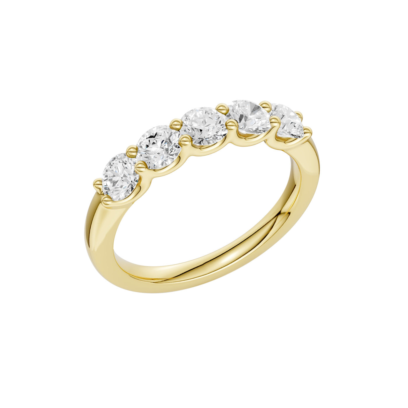 Lab-diamant alliansering 5 steiner 1,00 ct F/VS – 9K gult gull