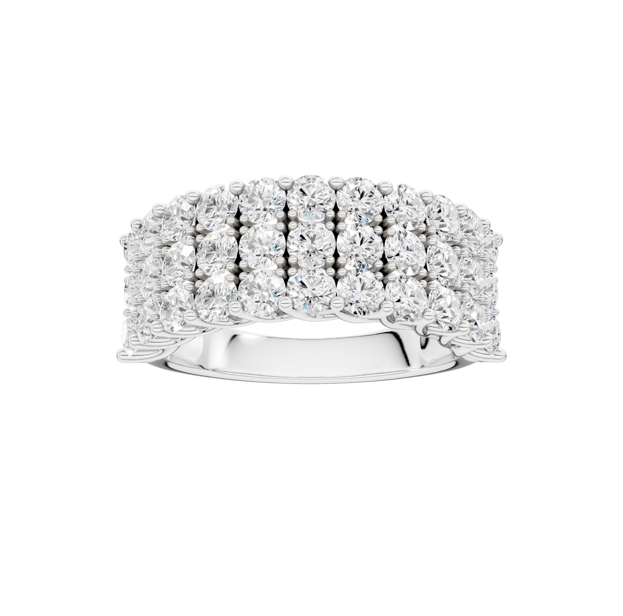 Bred pavéring 2,00 ct F/VS – 9K hvitt gull, sett skrått forfra