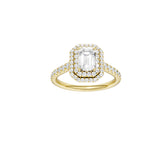 Lab-diamant rosettring smaragdslipt 1,00 ct F/VS – 9K gult gull
