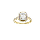 Lab-diamant rosettring smaragdslipt 1,00 ct F/VS – 9K gult gull