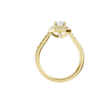 Lab-diamant rosettring smaragdslipt 1,00 ct F/VS – 9K gult gull